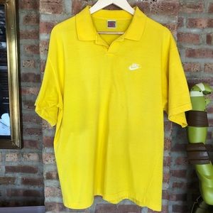 Vintage Nike Yellow One Button Polo T Shirt